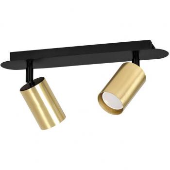 Luces de Techo Regleta Tao 2×Orientables, Negro y Oro