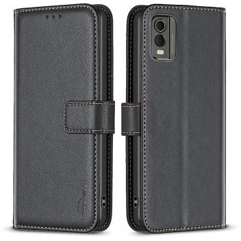 BINFEN Étui noir pour Nokia C32 – Couverture cuir et TPU avec porte-monnaie