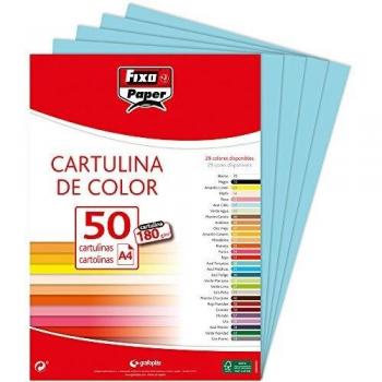 Fixo paper 11110336 z paquete de 50 cartulinas azules z cartulina azul turquesa a4 180g