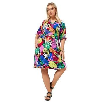 Mini Tropical Notch Dress in Black – Women’s Size 26‑28