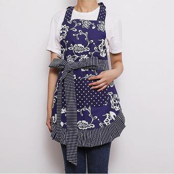 TOPFENG Women's Apron with 2 Pockets and Extra Long Ties