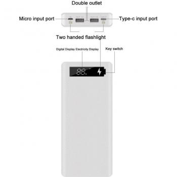 Portable Dual USB Power Bank Case for 6x18650 Batteries