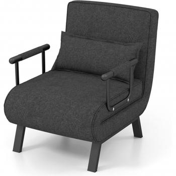 Fauteuil Lit Multifonction Gris avec Coussin Rembourré