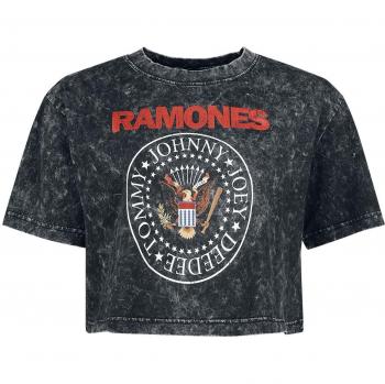 Ramones Logo T-Shirt for Women in Dark Grey/Black, Small to Extra Large