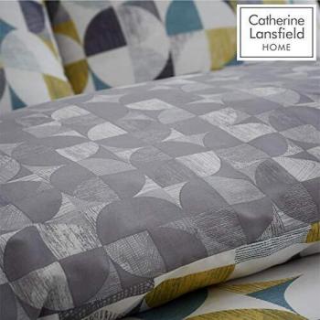Catherine Lansfield Retro Circles Reversible Double Duvet Set, Green / Ochre