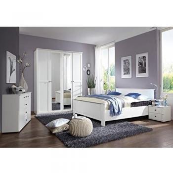 Chambre adultes avec panneaux de particules blancs, modèle PEGANE, taille 180 x 200 cm