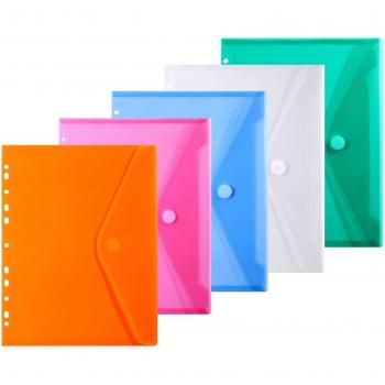 11-Hole A4 Plastic Binder Pocket Pages with Durable Velcro Closure