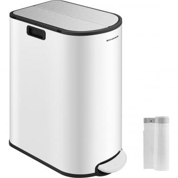 Cestino Doppio da Cucina, 30L e 20L, Bianco Nuvola + Argento Metallizzato