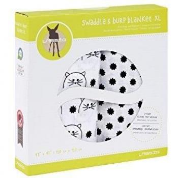 LÄSSIG Swaddle XL Little Chums Cat, schwarz 2 Stk
