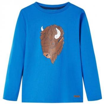 Koboltblå barn-T-shirt med långa ärmar 92
