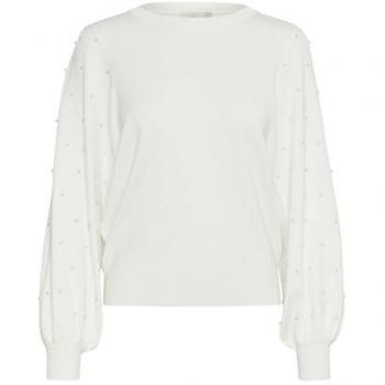 KAFFE Karen Women’s White Round‑Neck Knitted Sweater, Size S