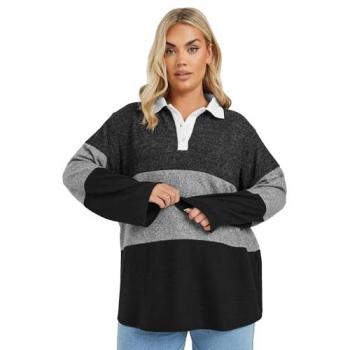 Haut Yours Curve avec col rugby en gris 44
