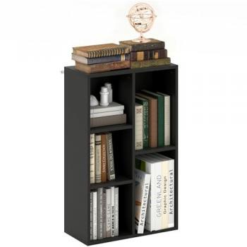 Bibliothèque compacte HOMCOM – 2 niveaux, 5 tiroirs – 50x24x80 cm – Noir