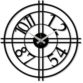 Reloj de Pared Decorativo Circular de Metal 49x49 Negro