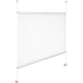 WOLTU Tenda a Rullo Plissettato – Sistema EasyFix Klemmfix – Sole e Privacy – Nessuna Foratura – Finestra e Porta – Color Bianco