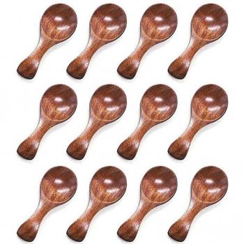 10PCS Small Wooden Spoons for Condiments, Ice Cream, Honey, Coffee, Tea, Sugar, Salt, Jam, Mustard