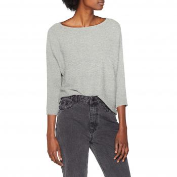 Vero Moda Vmnora Blouse 3/4 Col Bateau Noos Femme, Gris (Light Grey Melange), 38