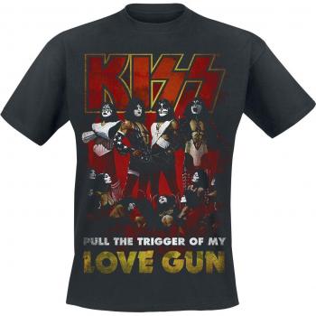 T-Shirt Kiss Love Gun Nera Uomo S-XXL
