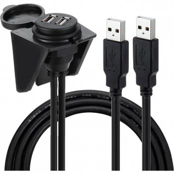 Cable Extensión para Panel Redondo con Protección Húmeda, USB 2.0 Doble con Soporte y Tapa