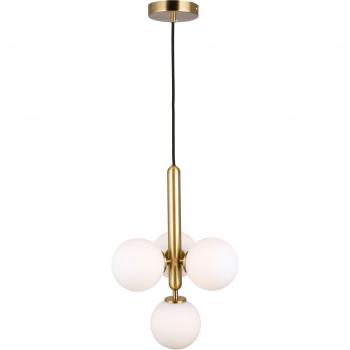 Suspension Design 4 Boules en Verre Blanc
