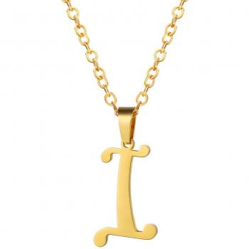 Collier Pendentif Lettre I en Plaqué Or Jaune 18K