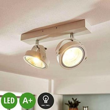 Plafoniera Alluminio Bianco Lieven 2 Luci