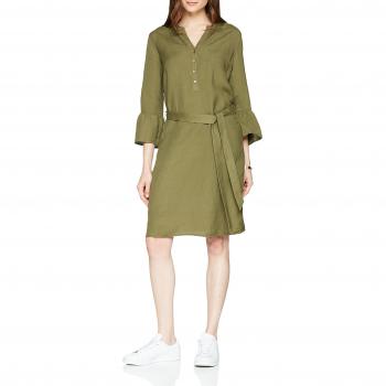 TOM TAILOR Damen Kleid, Romantic Linen Dress, Größe 36, Grün