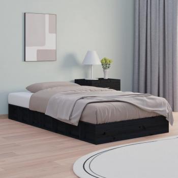 VidaXL Bed Frame without Mattress Black 135x190 cm Solid Wood