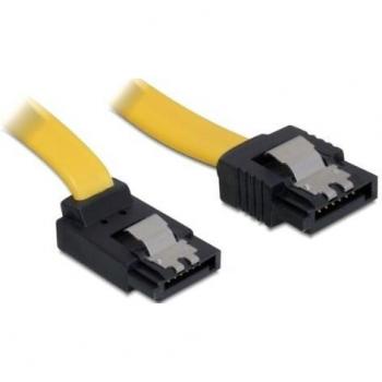 Delock 82472 SATA Kabel mit Metallclip 30cm gerade/gewinkelt in GELB