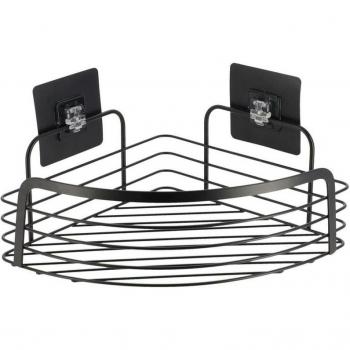 Étagère d'angle noir mat, métal avec cartes adhésives 3 m