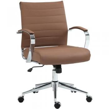 Silla de oficina con ajuste de altura Oakland Cuero marrón claro