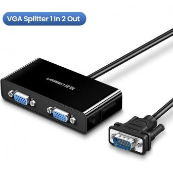Adaptador VGA Ugreen 1080P, 2 Salidas, 1 Entrada, Interruptor, Macho a Hembra
