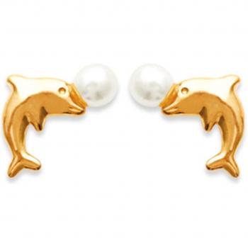 Gold‑Finish Dolphin Leap Earrings – Les Trésors De Lily F6456