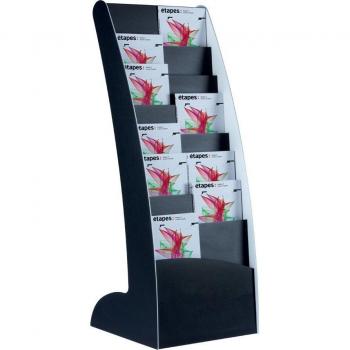 Fast Paper Black Curved Literature Display Floor Stand Shelf
