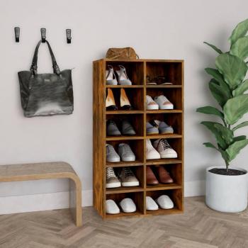 Zapatero madera contrachapada roble ahumado 54x34x100,5 cm vidaXL