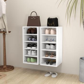 Zapatero 2 piezas Blanco 31,5x35x70 cm en Aglomerado