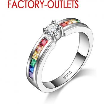 925 Sterling Silber Verlobungsring mit bunten Zirkonia