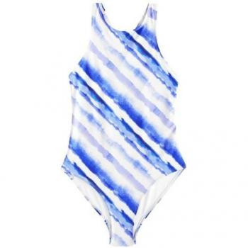 Maillot de bain Essential Slim Fit Col Haute 38 – Teinte Créme/Blue Tie‑Dye