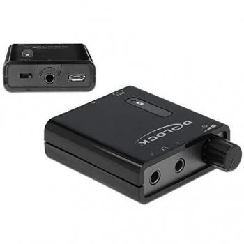 Delock Tragbarer Stereo Kopfhörerverstärker mit zwei Ausgängen und Bass-Boost