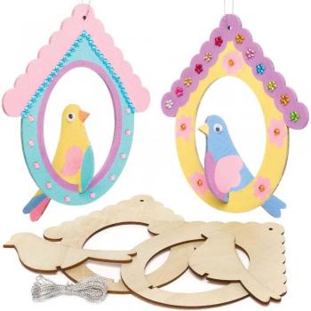 Wooden Bird Hanging Ornaments (Pack of 5) Decoration Kits