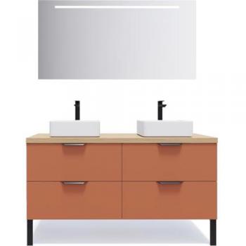 Meuble suspendu 140cm avec miroir Terracotta