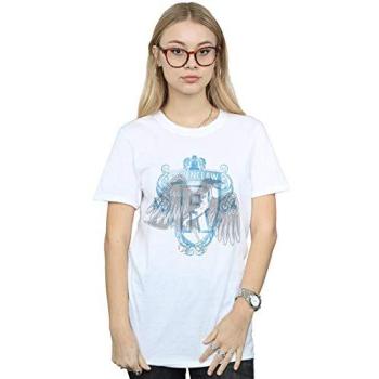 White Ravenclaw Crest Cotton Boyfriend Top – XL (Female)