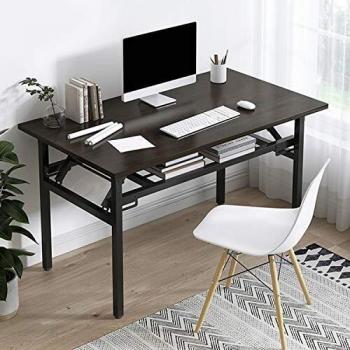Table pliante 80 x 40 x 75 cm sans assemblage, pieds réglables, bureau informatique et poste de travail