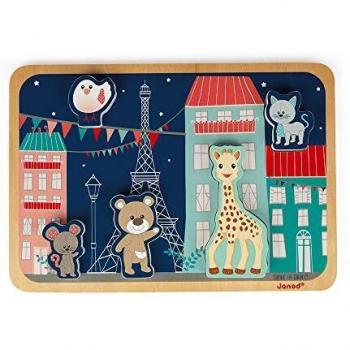 Janod J09508 Puzzle en bois Sophie la Girafe, 5 pièces