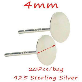 Boucles d'oreilles en argent 925, 20 pièces, bases multiples 3/4/5/6/8mm