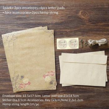 Retro Blossom Kraft Letter Pad & Envelope Set