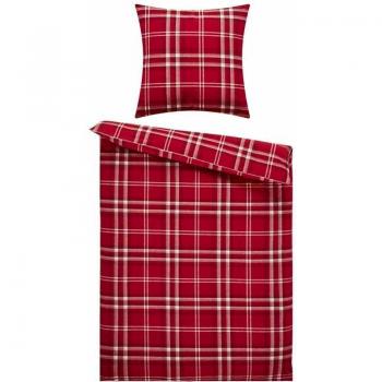 Como Schlafanzug-Flanell 135 × 200 cm – Grau Karo, 2‑teilige Bettgarnitur