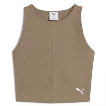 PUMA WARDROBE ESS Damen‑Crop‑Top in Braun (Totally Taupe)