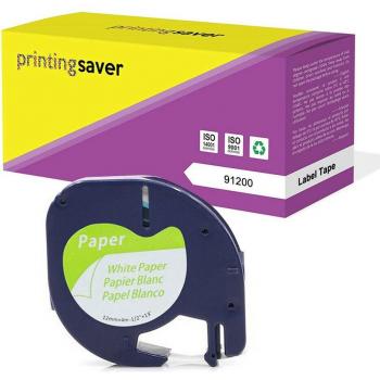 12mm Black on White Dymo Letratag Tape (5-Pack) for LT-100H