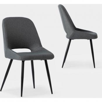Dúo de sillas tapizadas gris oscuro 51 x 91 cm